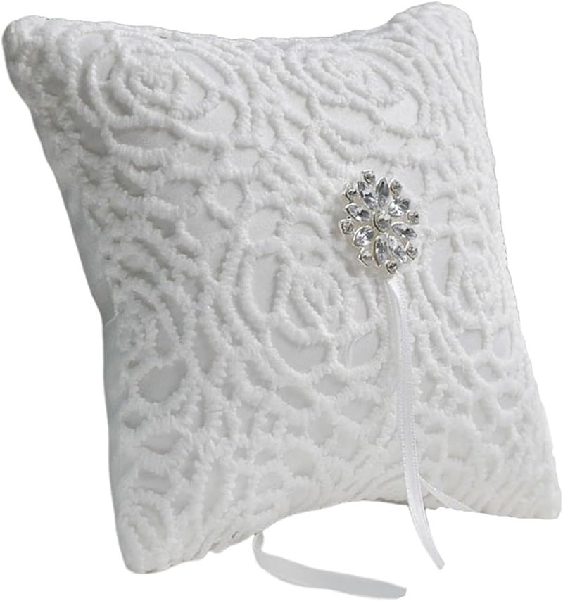 White Wedding Ring Pillow Elegant Soft Photo Props For Memorable Ceremony Decoration - Image 1